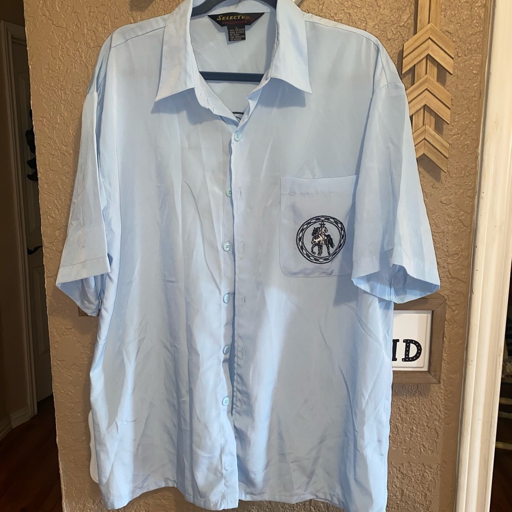 Selected Collection by Klein Men’s Light Blue Shirt Cowboy In Back Size Large